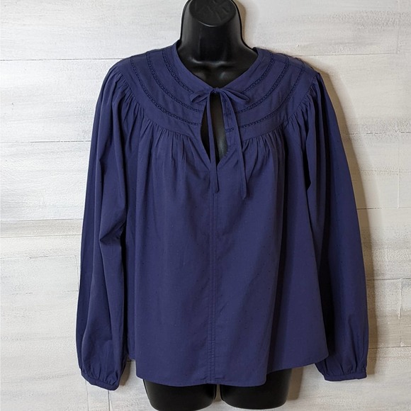 Universal Thread Blue Swiss Dot Flowy Boho Hippie Cropped Top Size S NWT - Picture 1 of 4